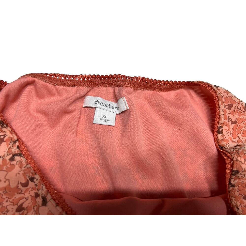Vintage Coral Pink Floral Pull On Midi Skirt size XL 90s Y2K Fairy USA Festival - Picture 5 of 6